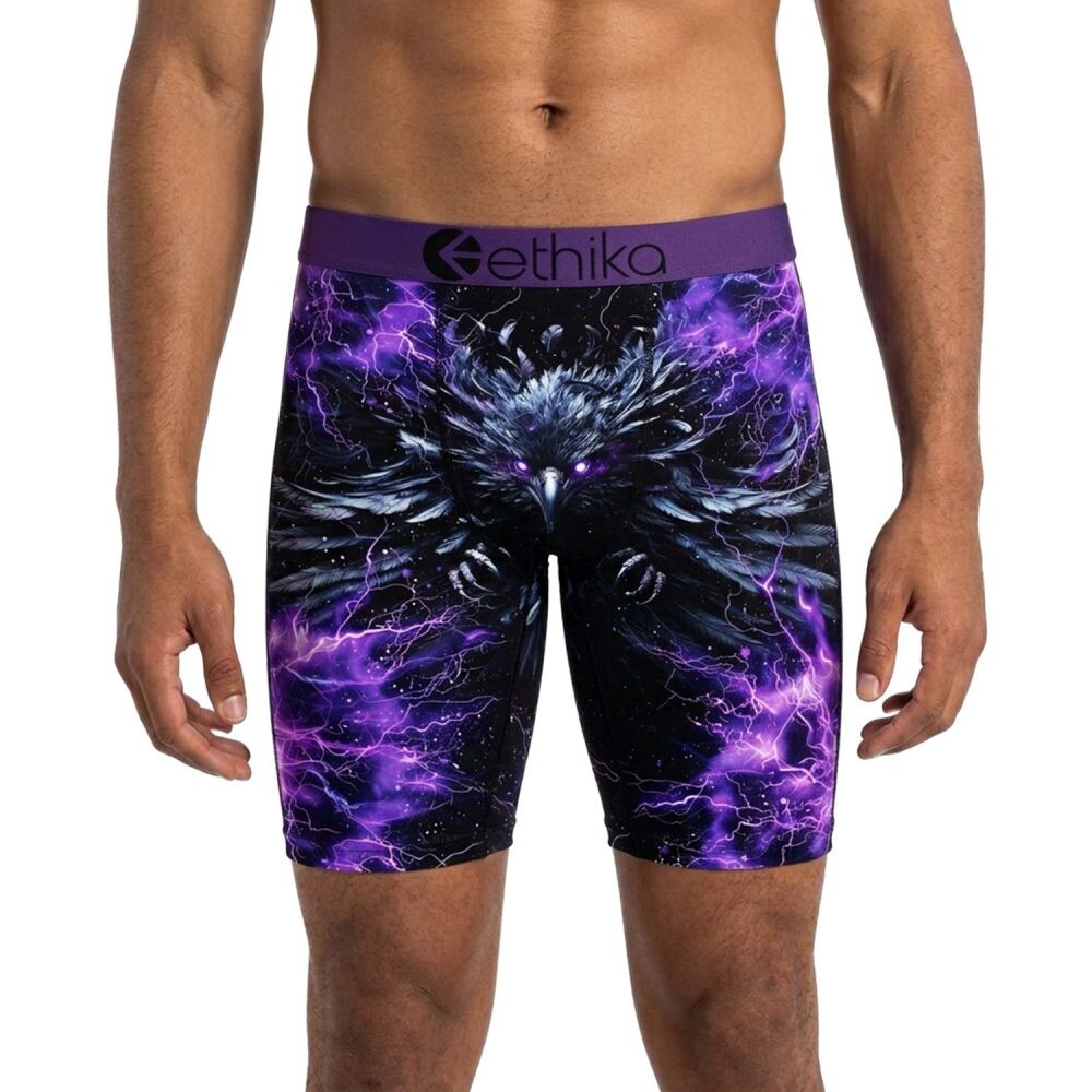 Ethika Flock Men's Boxers Black/Purple mfaaag2511-bkp