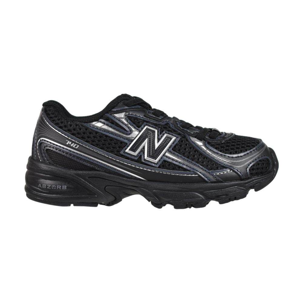 New Balance 740 Bungee Lace Little Kids' Shoes Black/Silver pz740-bm