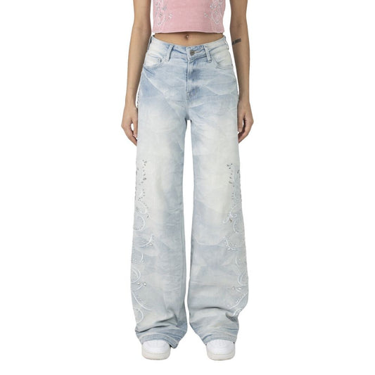 Smoke Rise Rhinestone Wide Leg Women's Jeans rjp26s453-bb
