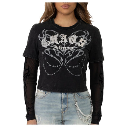 Smoke Rise Slim Twofer Graphic Women's T-Shirt Hematite rkt26s401-hematite