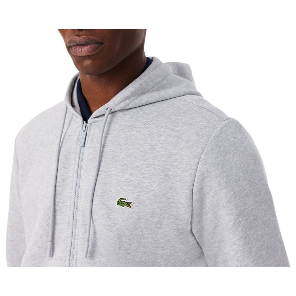 Lacoste Kangaroo Pocket Zip-Up Men's Hoodie Silver Chine sh9626-cca
