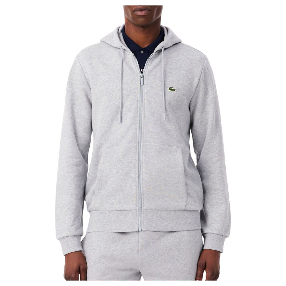 Lacoste Kangaroo Pocket Zip-Up Men's Hoodie Silver Chine sh9626-cca