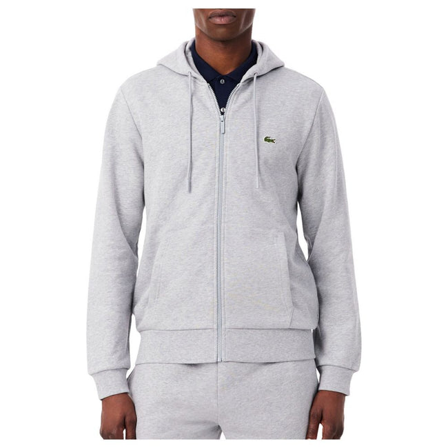 Lacoste Kangaroo Pocket Zip-Up Men's Hoodie Silver Chine sh9626-cca