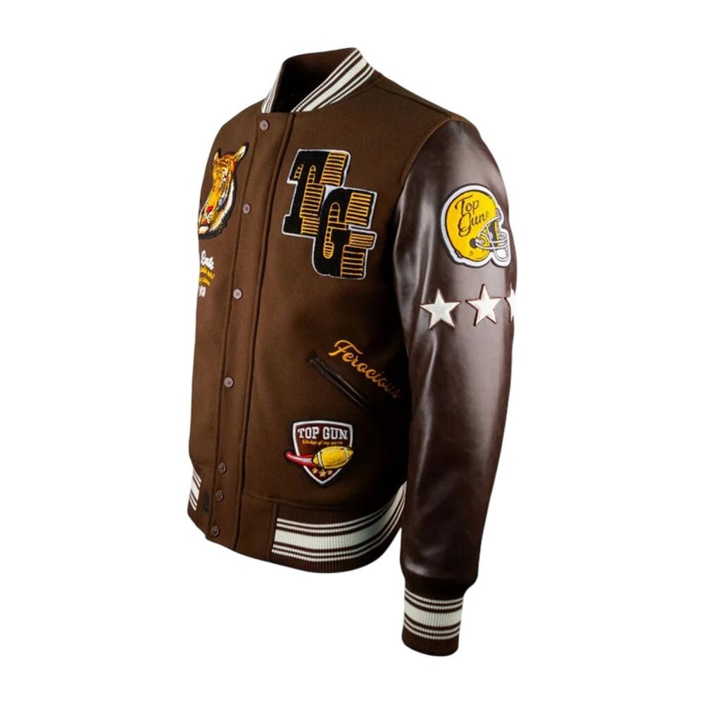 Top Gun Wildcats Varsity Men's Jacket Brown tgj2434-brown