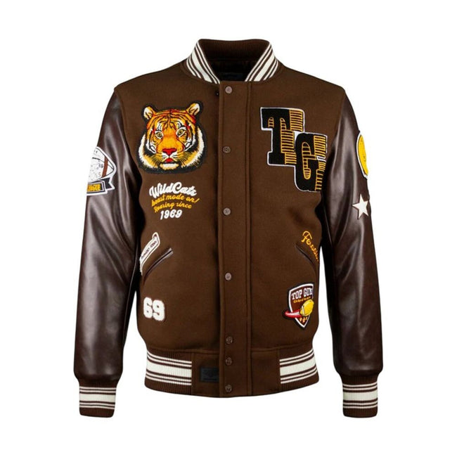 Top Gun Wildcats Varsity Men's Jacket Brown tgj2434-brown