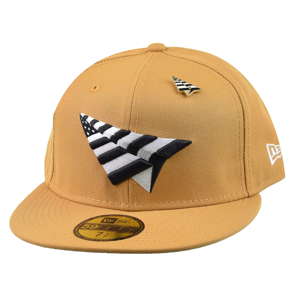 Paper Plane New Era 59Fifty Crown Fitted Men's Hat Panama Tan-Green Bottom