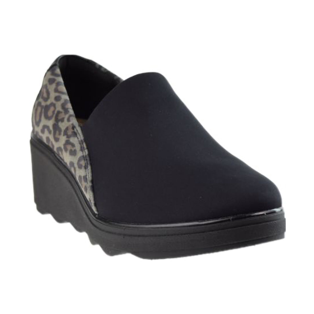 Clarks Mazy Seabury Casual Leopard Print (Wide) Women's Shoes Black