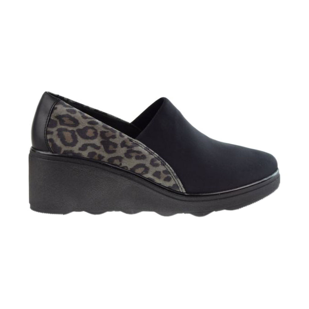 Clarks Mazy Seabury Casual Leopard Print (Wide) Women's Shoes Black