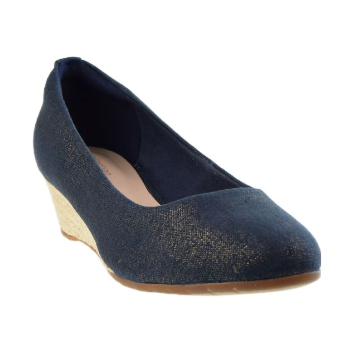 Clarks Mallory Luna Women's Wedge Heel Shoes Navy Textile