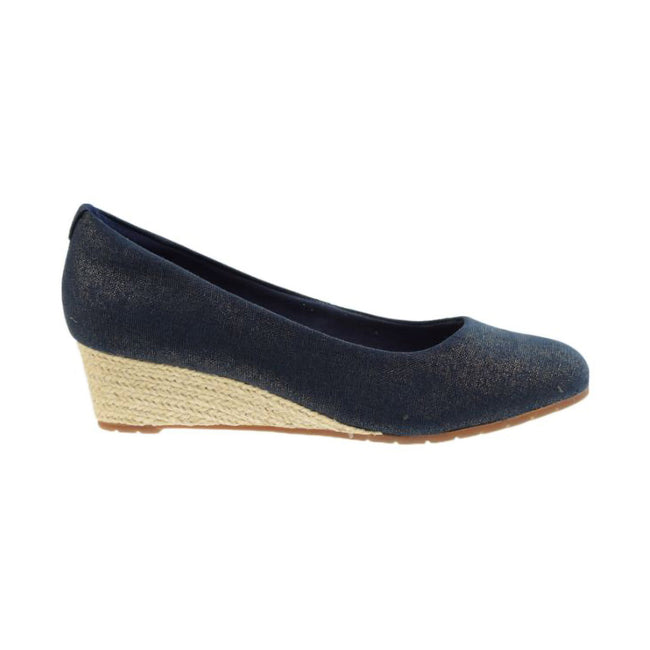 Clarks Mallory Luna Women's Wedge Heel Shoes Navy Textile