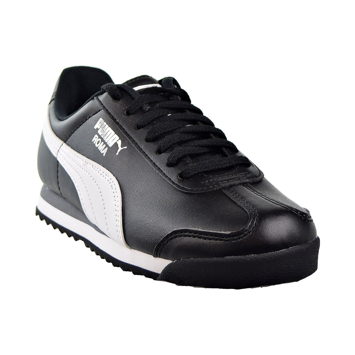 Puma Roma Basic JR Big Kids Shoes Black/White/Puma Silver