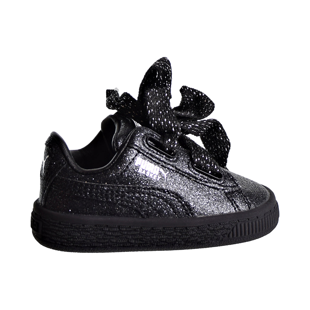 Puma Basket Heart Holiday Glamour Toddler's Shoes Black/Silver