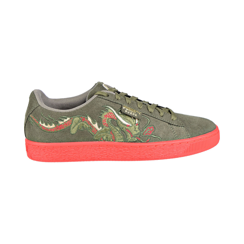Puma Court Classic Dragon Patch Men's Shoes Burnt Olive/High Risk Red
