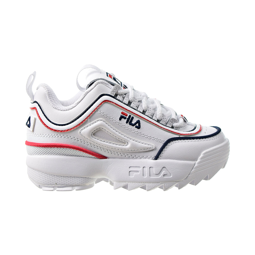 Fila Disruptor II Contrast Piping Little Kids' Shoes White-Navy-Red