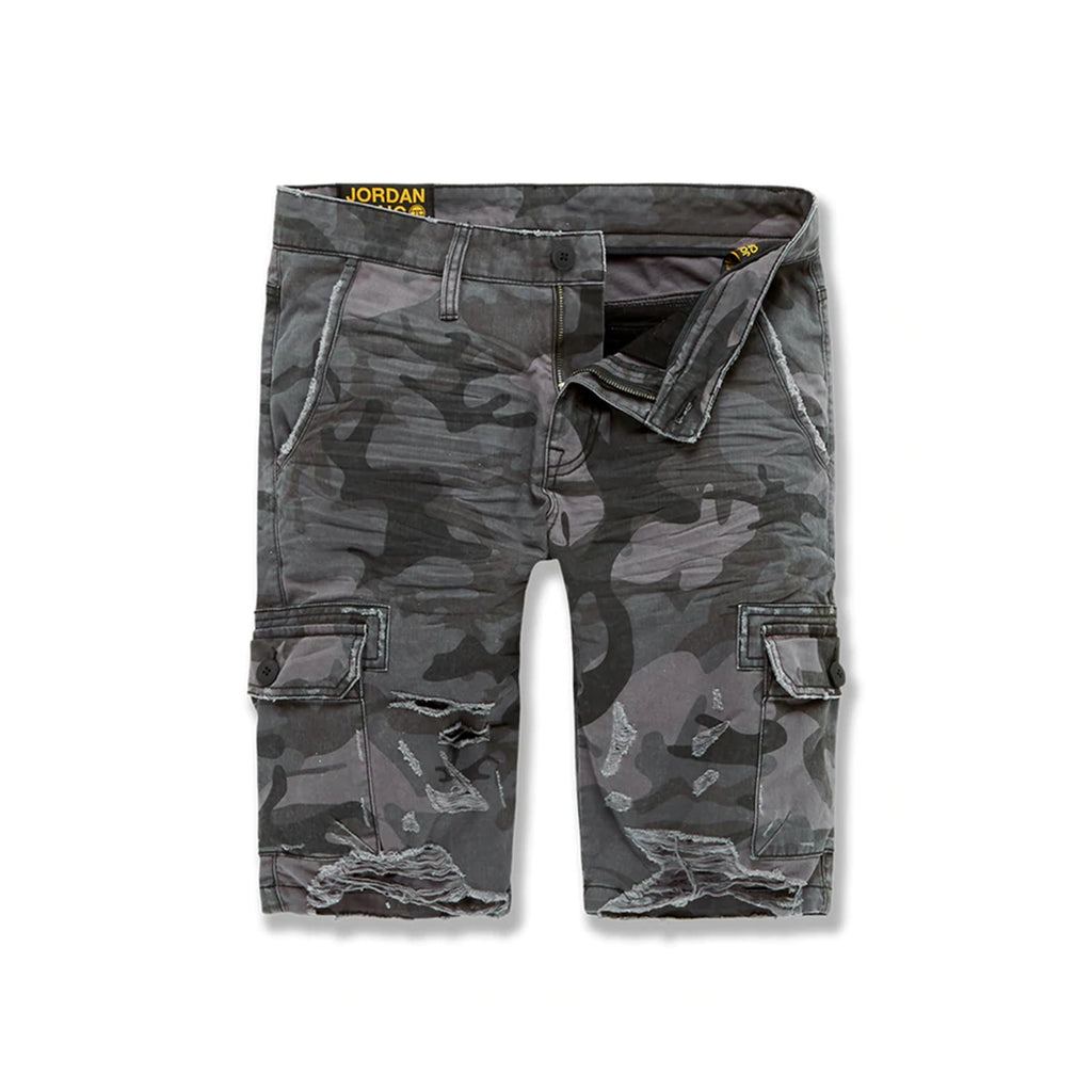 Jordan Craig Men's War Torn Cargo Shorts Black Camo 4453c-black (Size 34)