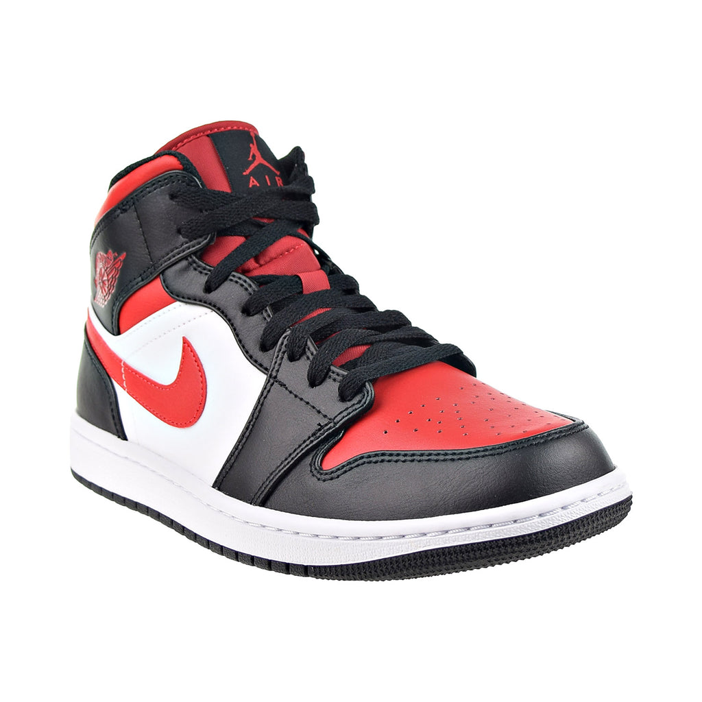 Men's Air Jordan 1 Mid Bred Toe (White/Black/Fire Red)(554724