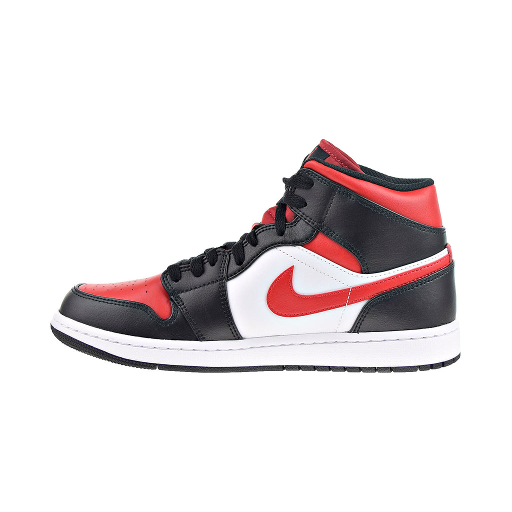 Men's Air Jordan 1 Mid Bred Toe (White/Black/Fire Red)(554724