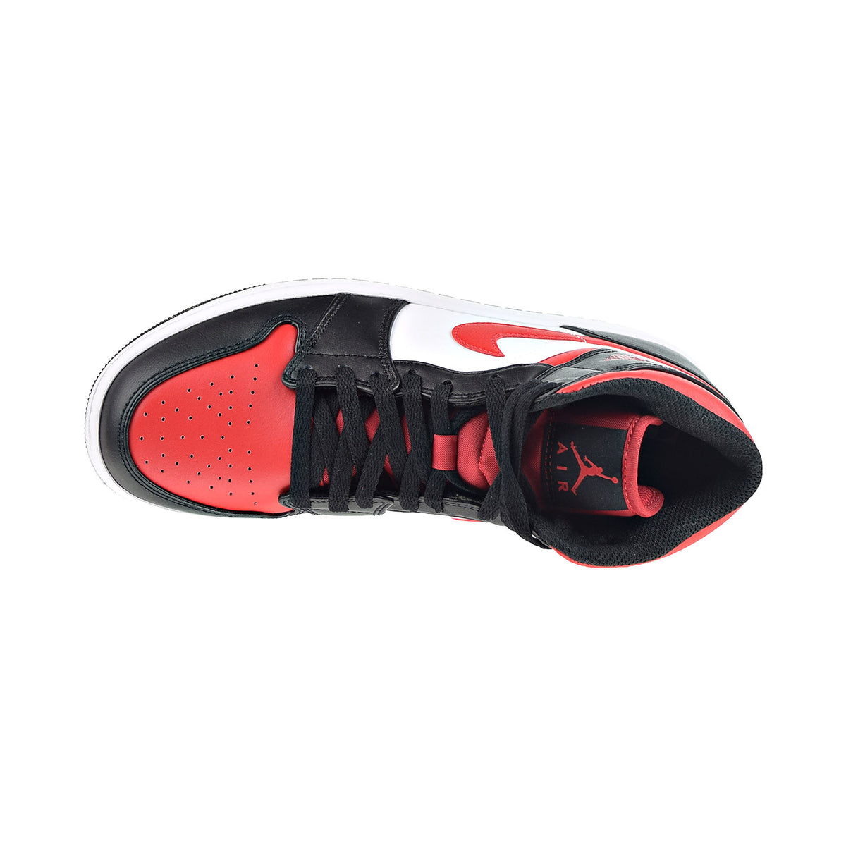 Air Jordan 1 Mid "Bred Toe" Men's Shoes Black-Fire Red-White