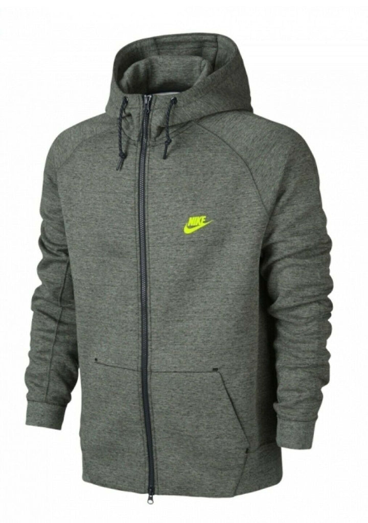 Nike Tech Fleece AW77 Full Zip Men's Hoodie Dark Grey-Black-Volt