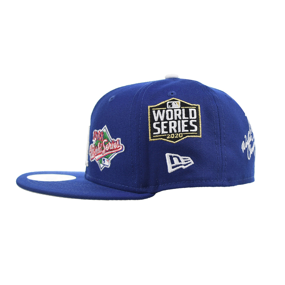 New Era Los Angeles Dodgers MLB World Champs Patch 59Fifty Fitted Men's Hat Blue