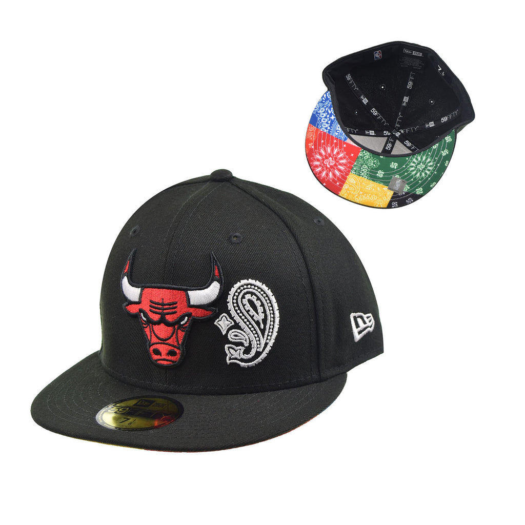 New Era Chicago Bulls "Paisley Pack/Bandana" 59Fifty Men's Fitted Hat Black-Red
