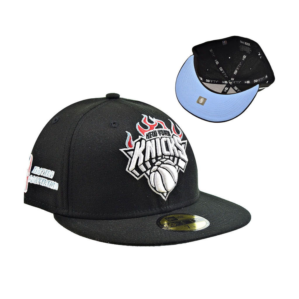 New Era New York Knicks "Team Flame" 59Fifty Men's Fitted Hat Black-Blue Bottom