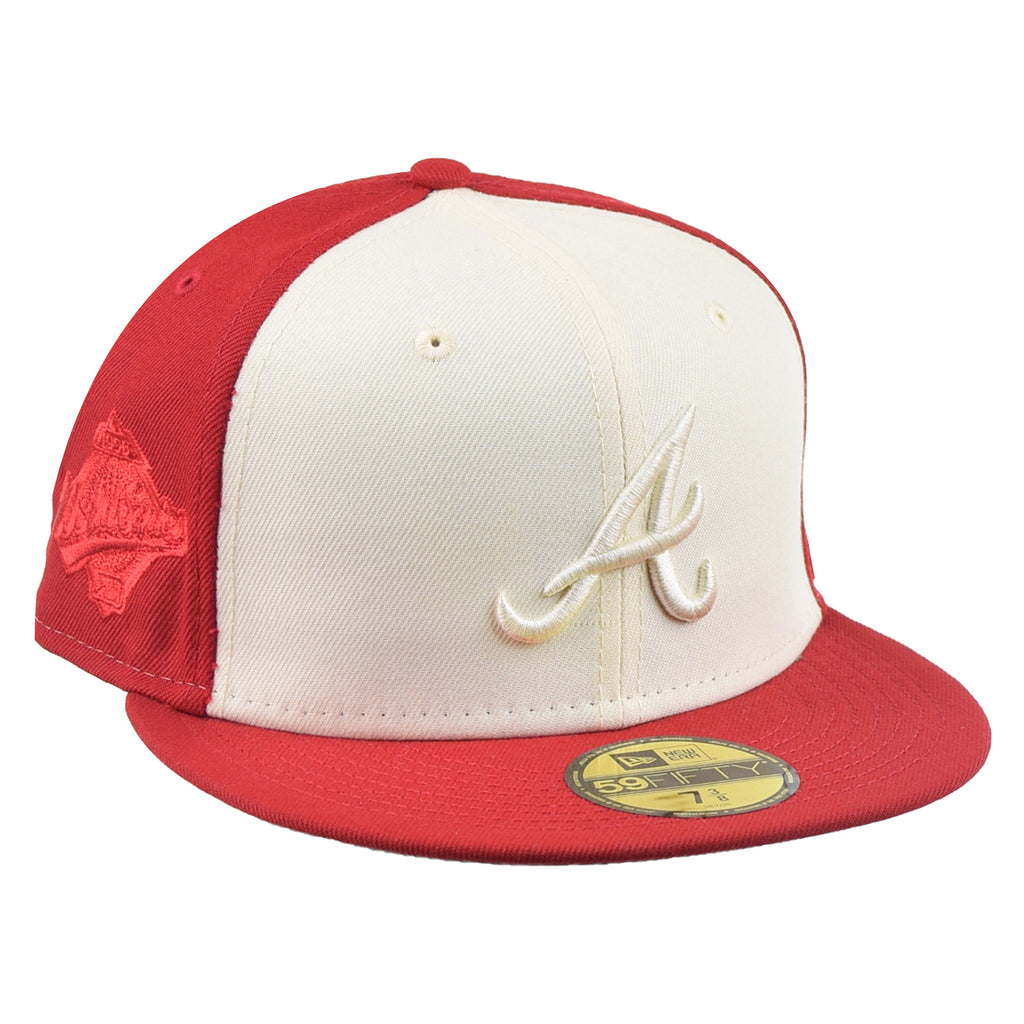 Men's New Era Red Atlanta Braves Logo White 59FIFTY Fitted Hat