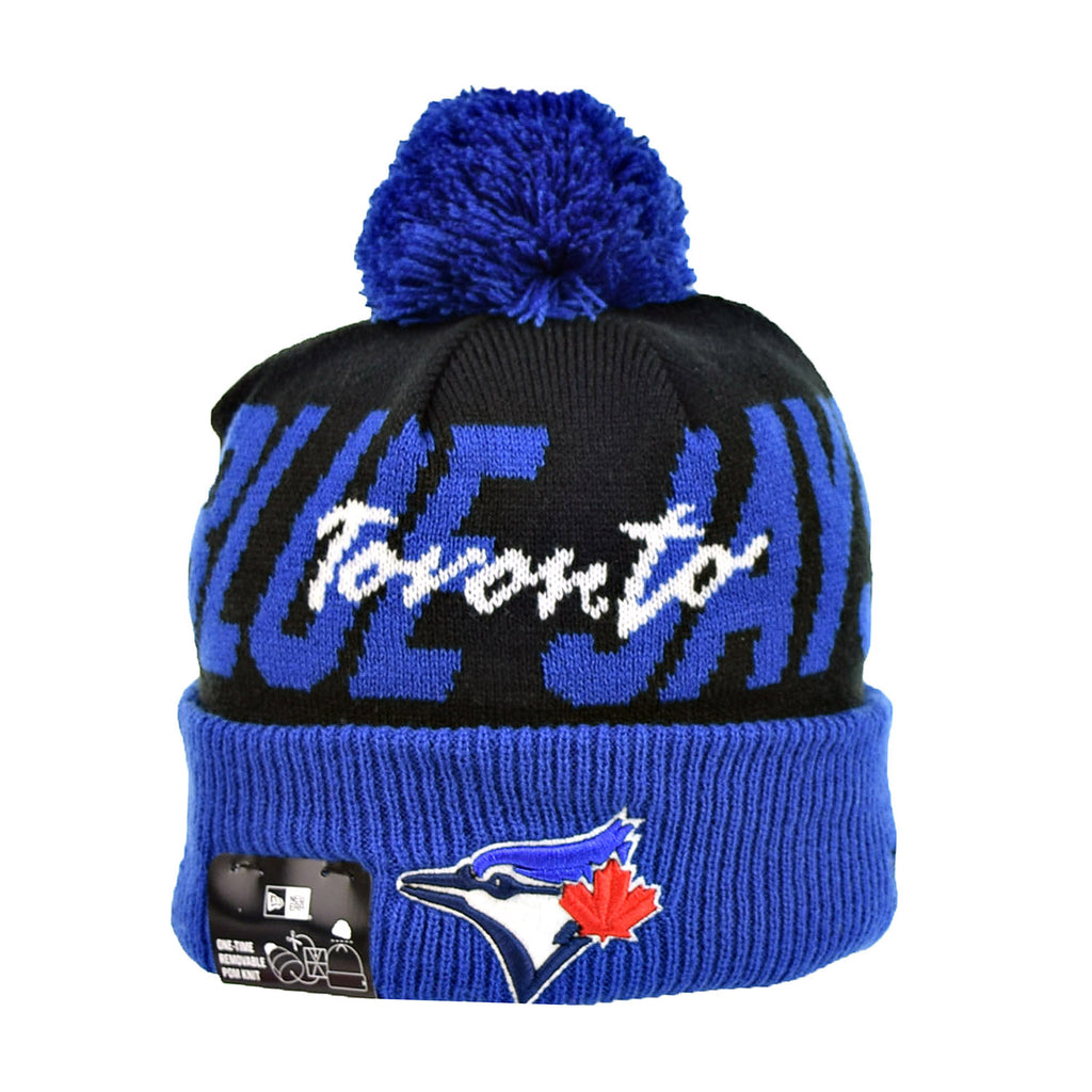 New Era Toronto Jays Confident Knit Men's Winter Beanie with Pom Blue