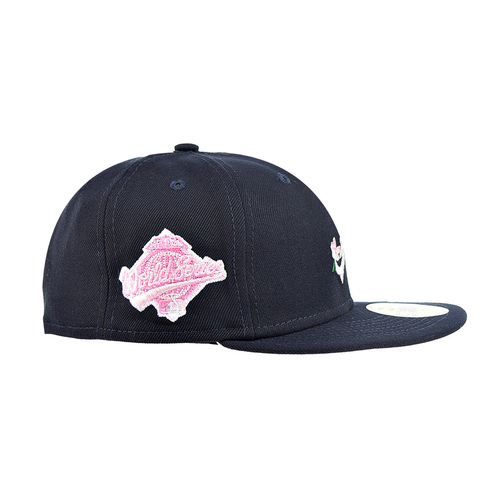 New Era Atlanta Braves Side Patch Bloom 59FIFTY Men's Fitted Hat Navy-Pink 60288166, Blue