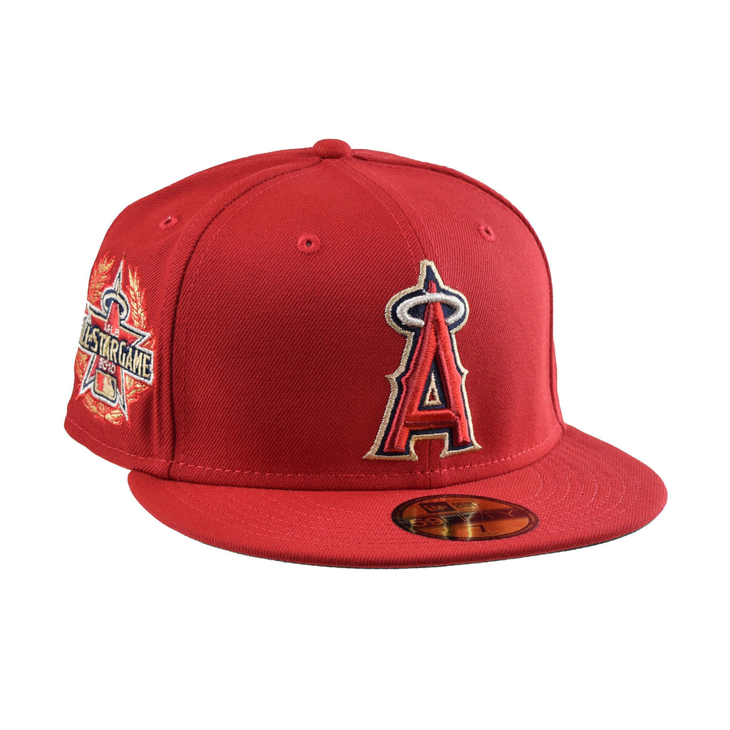 New Era Los Angeles Angels Laurel Sidepatch 59Fifty Men's Fitted Hat Red