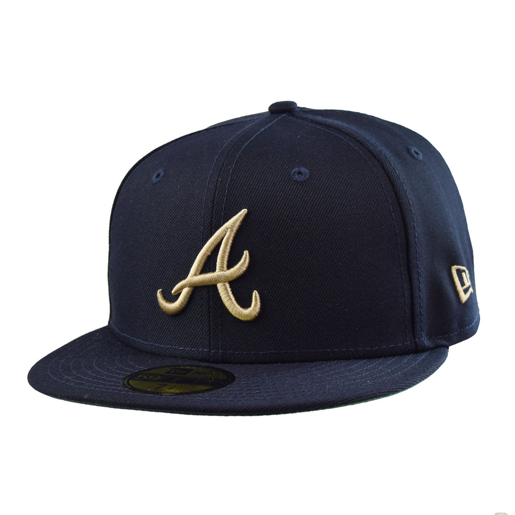 New Era Atlanta Braves Laurel Sidepatch 59Fifty Men's Fitted Hat Navy-Green
