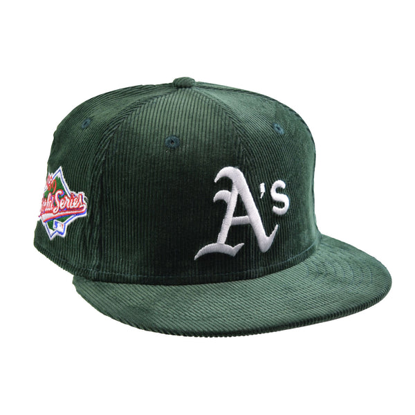 New Era Oakland Athletic Throwback Corduroy World Series Mens Fitted Hat Green 	