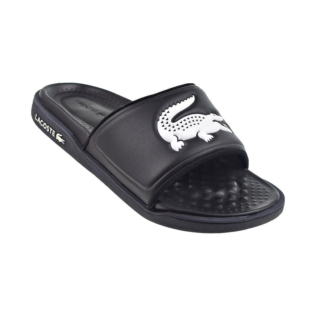 Lacoste Croco Dualiste Synthetic Logo Strap Men's Slides Black