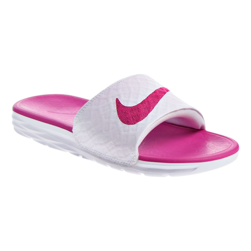 Nike Women's Benassi Solarsoft Sandals White/Fireberry