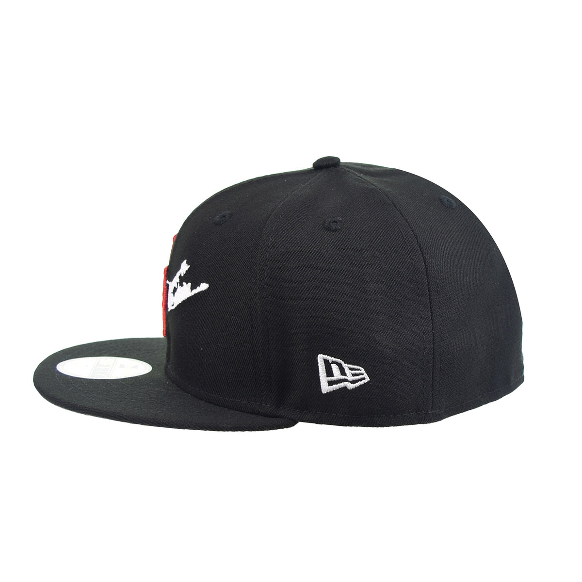 New Era Long Island NY 59Fifty Men's Fitted Hat Black-Red