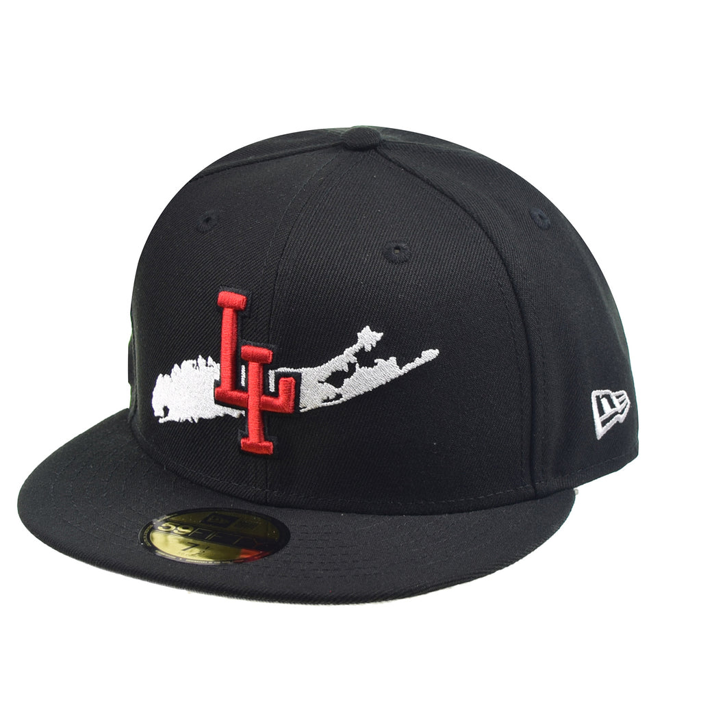 New Era Long Island NY 59Fifty Men's Fitted Hat Black-Red