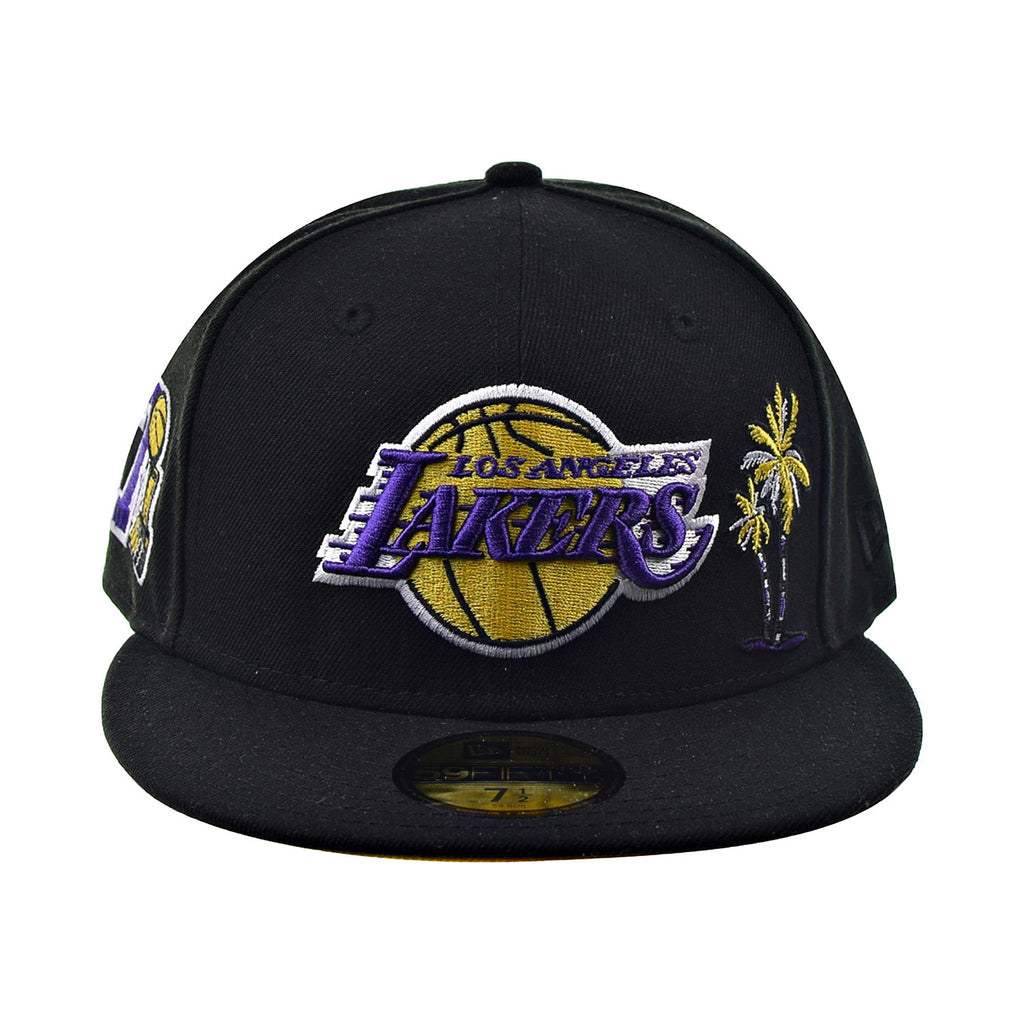 New Era 59Fifty Los Angeles Lakers Yellow Bottom Men's Fitted Hat Black