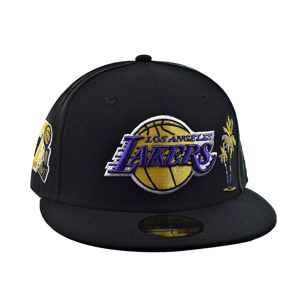 New Era 59Fifty Los Angeles Lakers 17x Purple Bottom Men's Fitted Hat Black