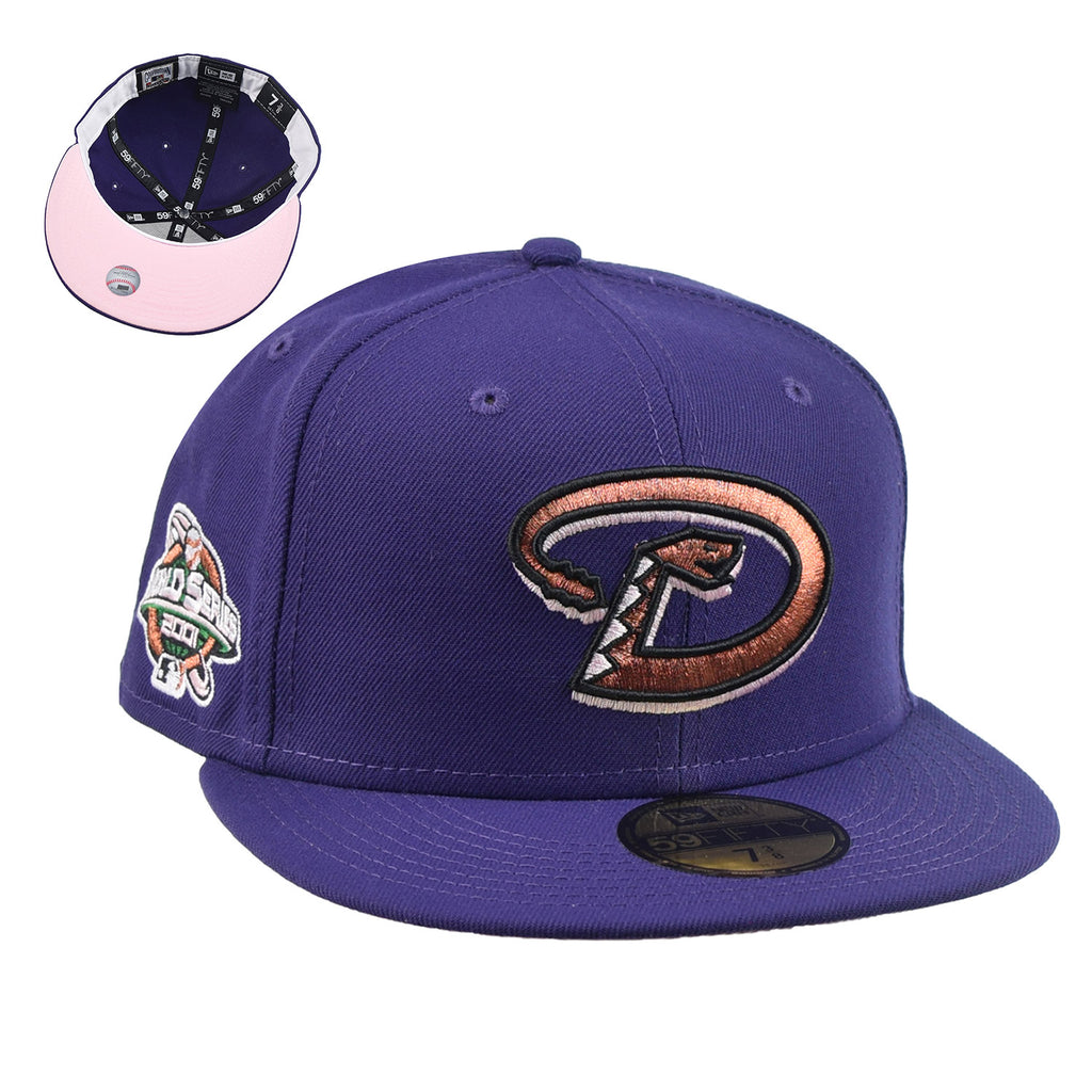 New Era Arizona Diamondbacks World Series 2001 59FIFTY Men's Hat Purple-Pink 70628294 (Size 7 5/8)