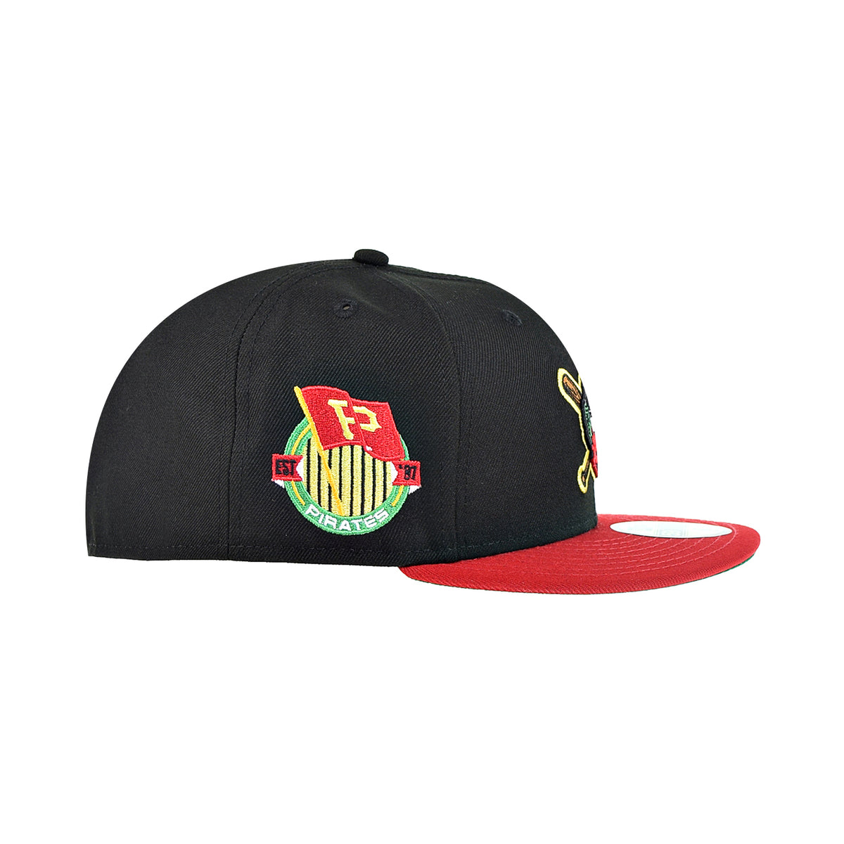 New Era Pittsburgh Pirates Flag 59Fifty Men's Fitted Hat Black-Scarlet