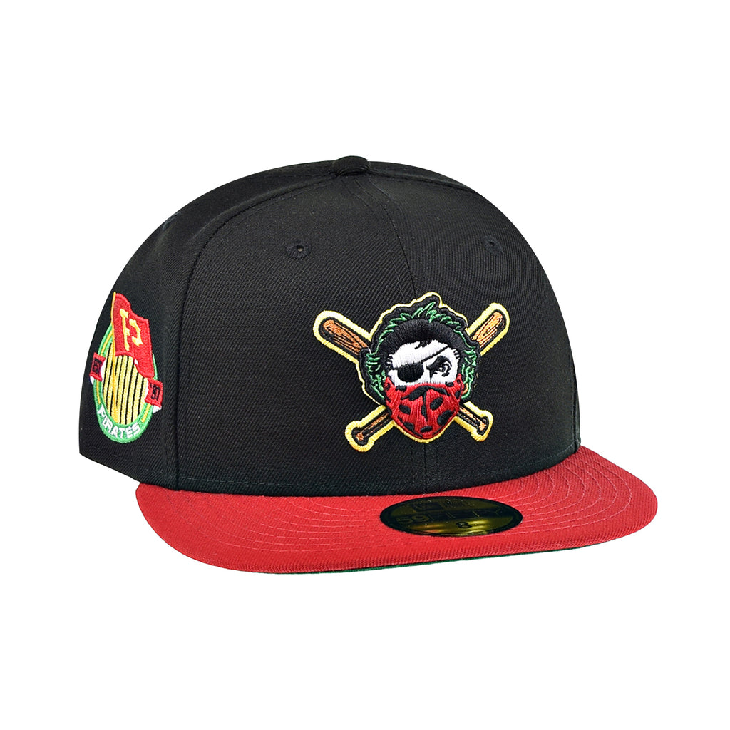 New Era Pittsburgh Pirates Flag 59Fifty Men's Fitted Hat Black-Scarlet