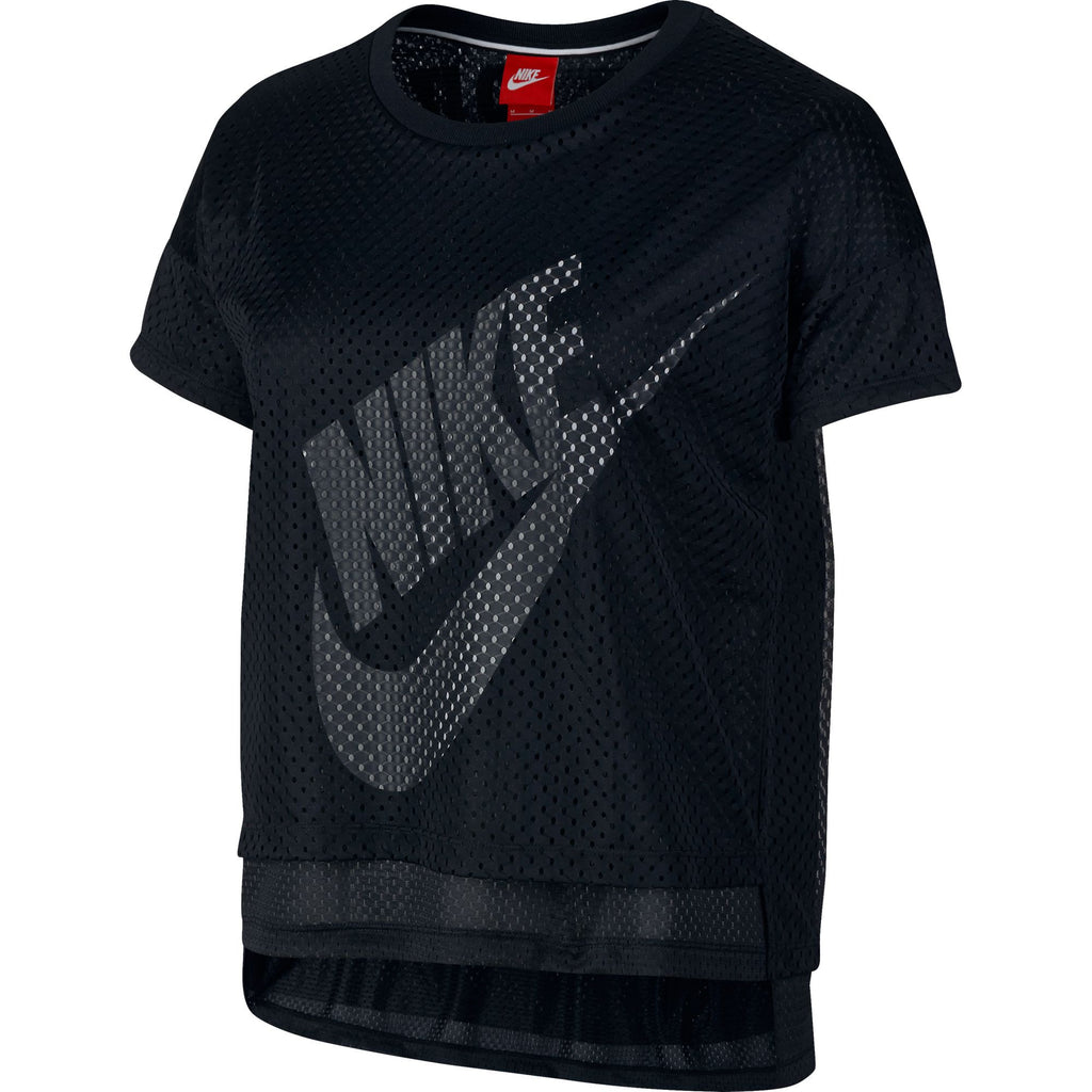 Nike Crop Mesh Women's T-Shirt Black/White