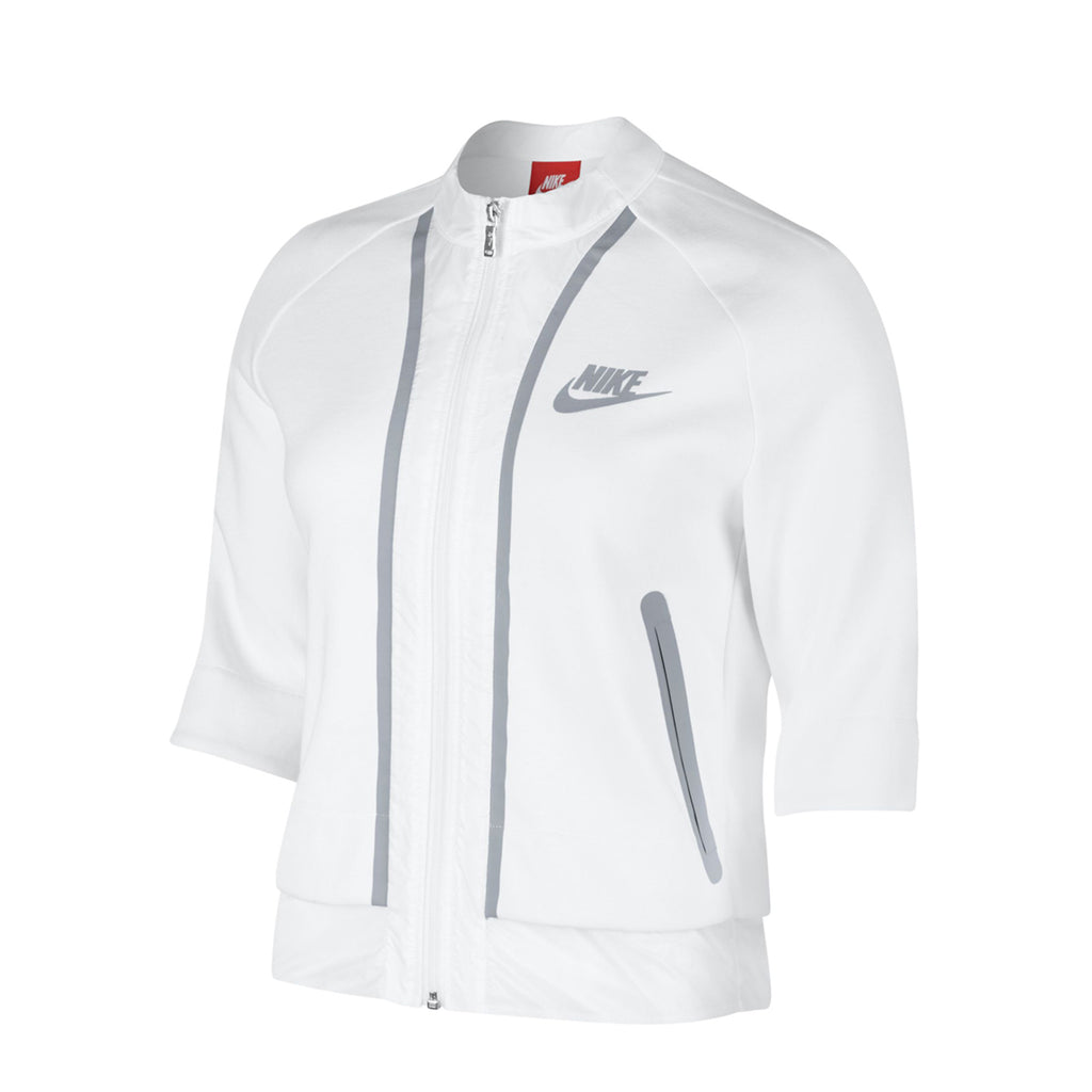 Nike Tech Fleece Splatter Crop Zip Women's Jacket White-Grey