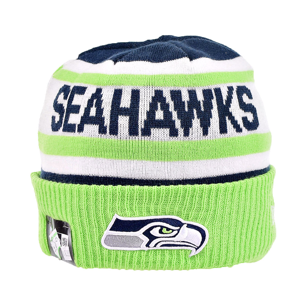 New Era Seattle Seahawks Cuffed Knit Men's Winter Beanie Navy-Neon Green