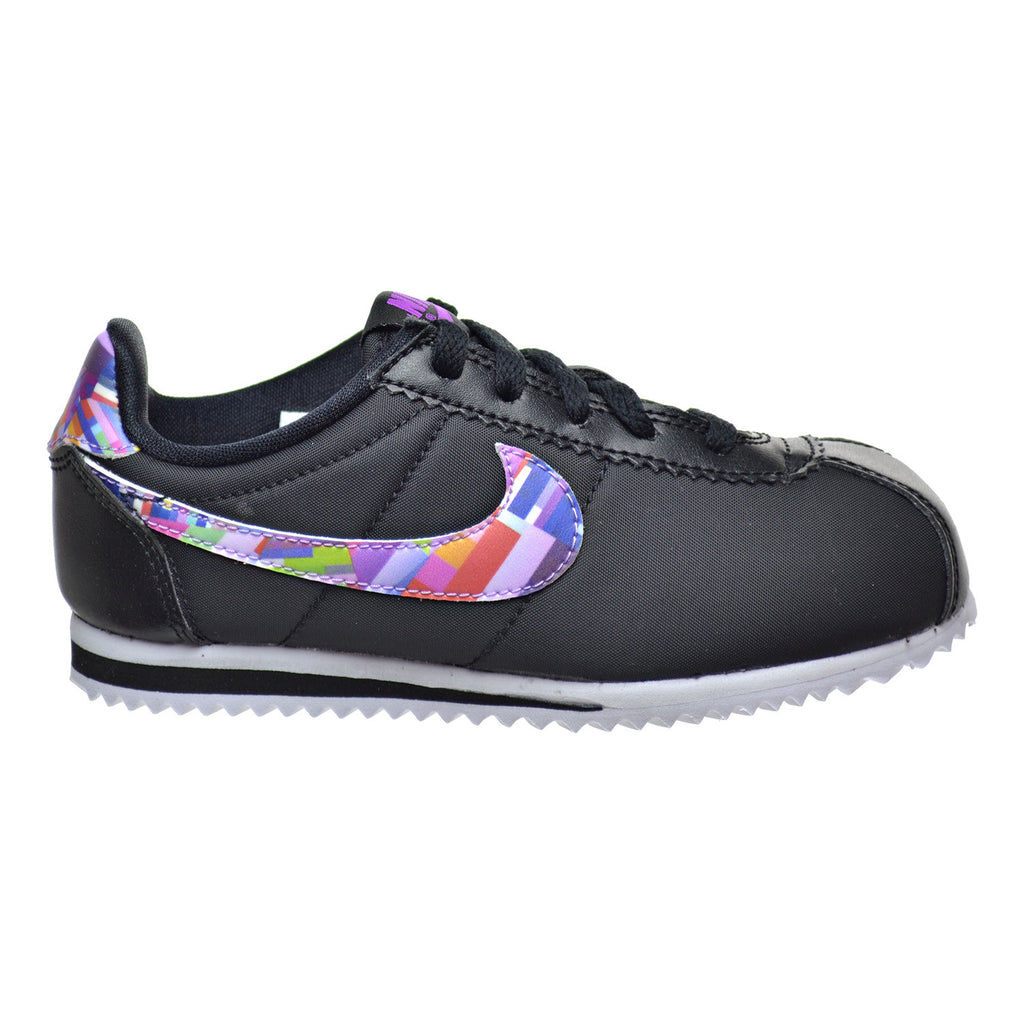Nike Cortez Nylon Print Little Kid's Shoes Black/Hyper Violet