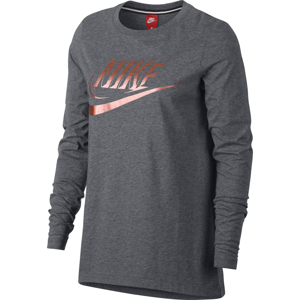 Nike Sportswear Women's Longsleeve T-Shirt Grey-Rose Gold