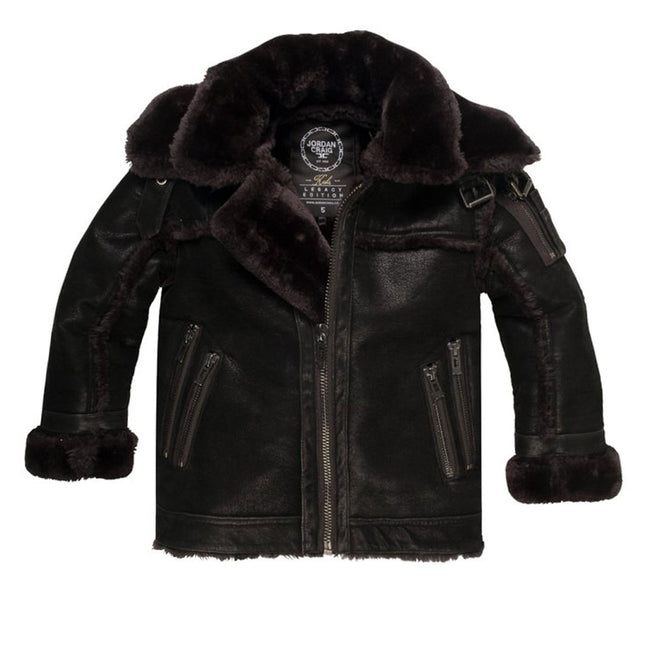 Jordan Craig Double Collar Calagary Shearling Men's Jacket Black