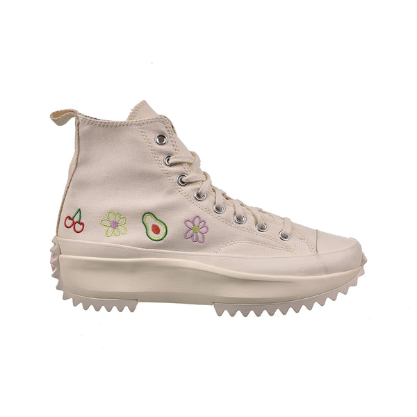 Converse Run Star Hike Platform Hi Embroidered Fruits & Florals Mens Shoes Egret