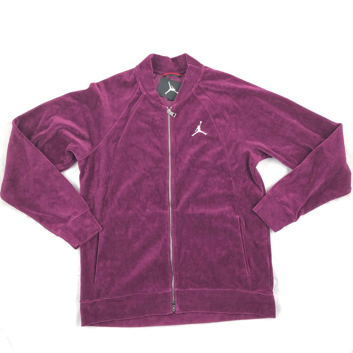 Air Jordan Velour Full Zip Men's Track Jacket Burgundy-Silver
