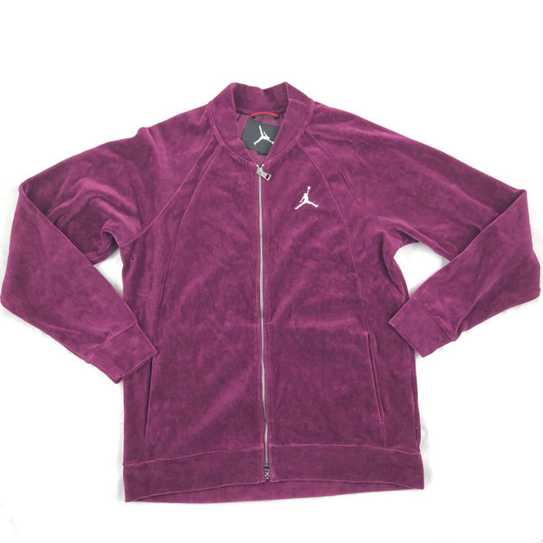 Air Jordan Velour Full Zip Men's Track Jacket Burgundy-Silver